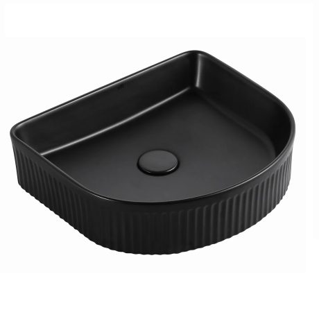 Archie Above Counter Fluted Basin, Matte Black