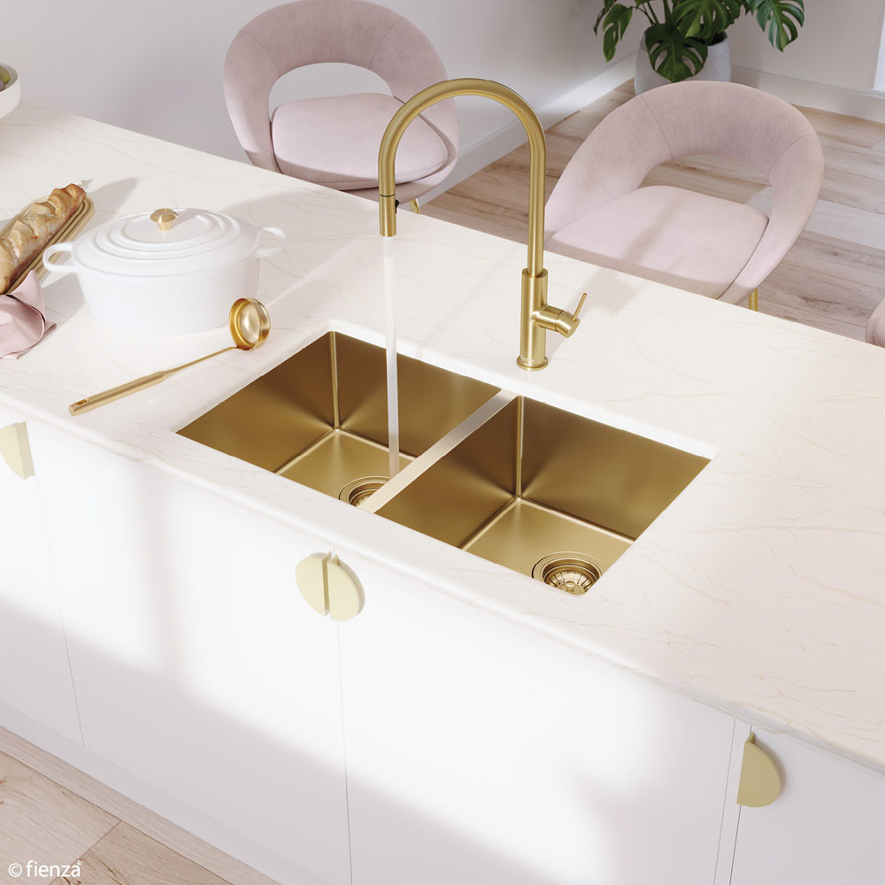 HANA 27L/27L Double Kitchen Sink, PVD Rugged Brass - Image 2