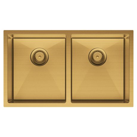 HANA 27L/27L Double Kitchen Sink, PVD Rugged Brass