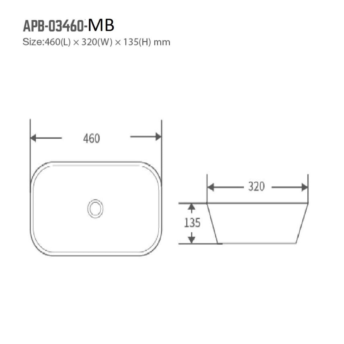 SLIMLINE Rectangle Ceramic Basin, Matte Black - Image 3