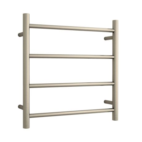 Round Ladder Heated Towel Rail, Brushed Nickel, 4 Bar