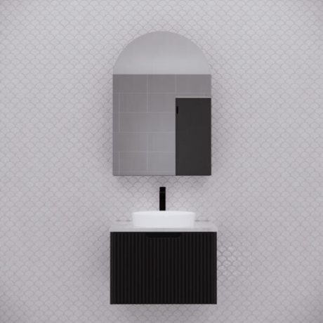 Arch Mirror Cabinet, Matte Black 0600mm
