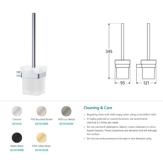 TONO Toilet Brush & Holder, Chrome - Image 2