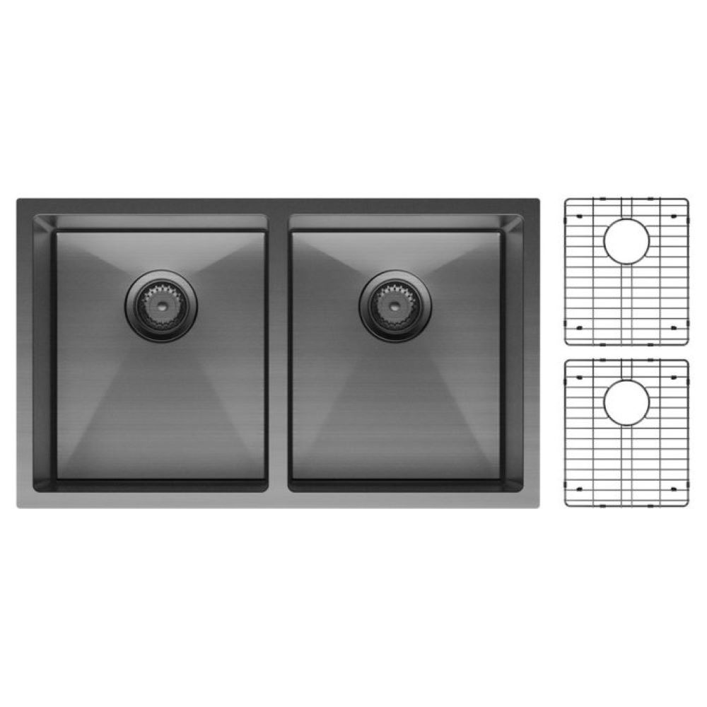 HANA 27L/27L Double Kitchen Sink, PVD Carbon Metal - Image 3