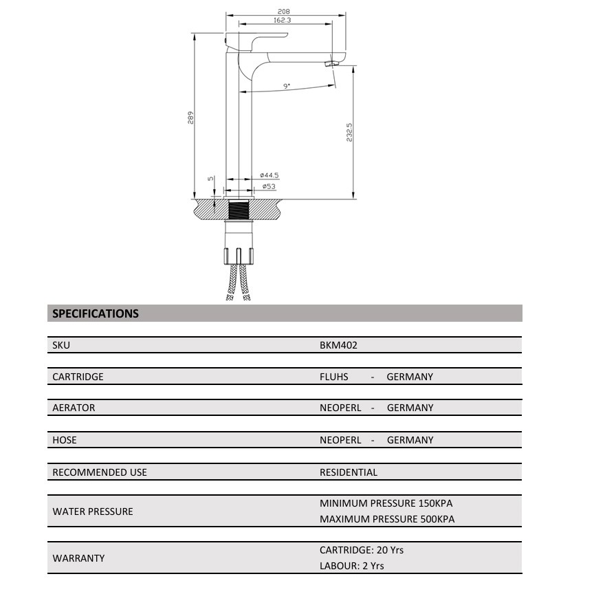 LUXUS Tower Basin Mixer, Chrome - Image 2