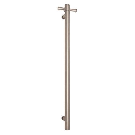 THEROGROUP Round Vertical Single Heated Towel Rail, Brushed Nickel