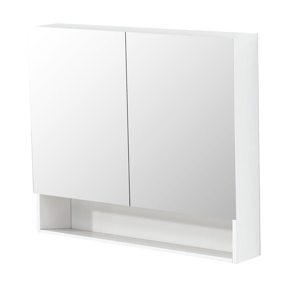 RIVA Mirror Shaving Cabinet with Shelf, Gloss White 0600mm