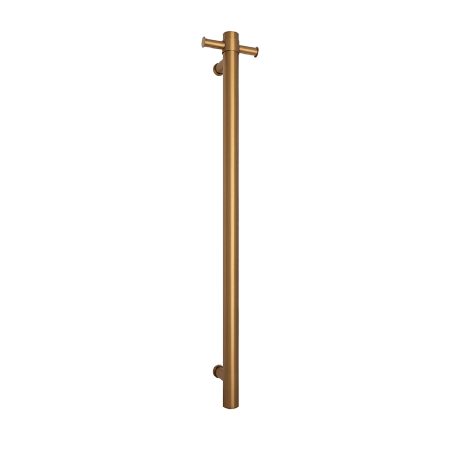 THEROGROUP Round Vertical Single Heated Towel Rail, Brushed Gold