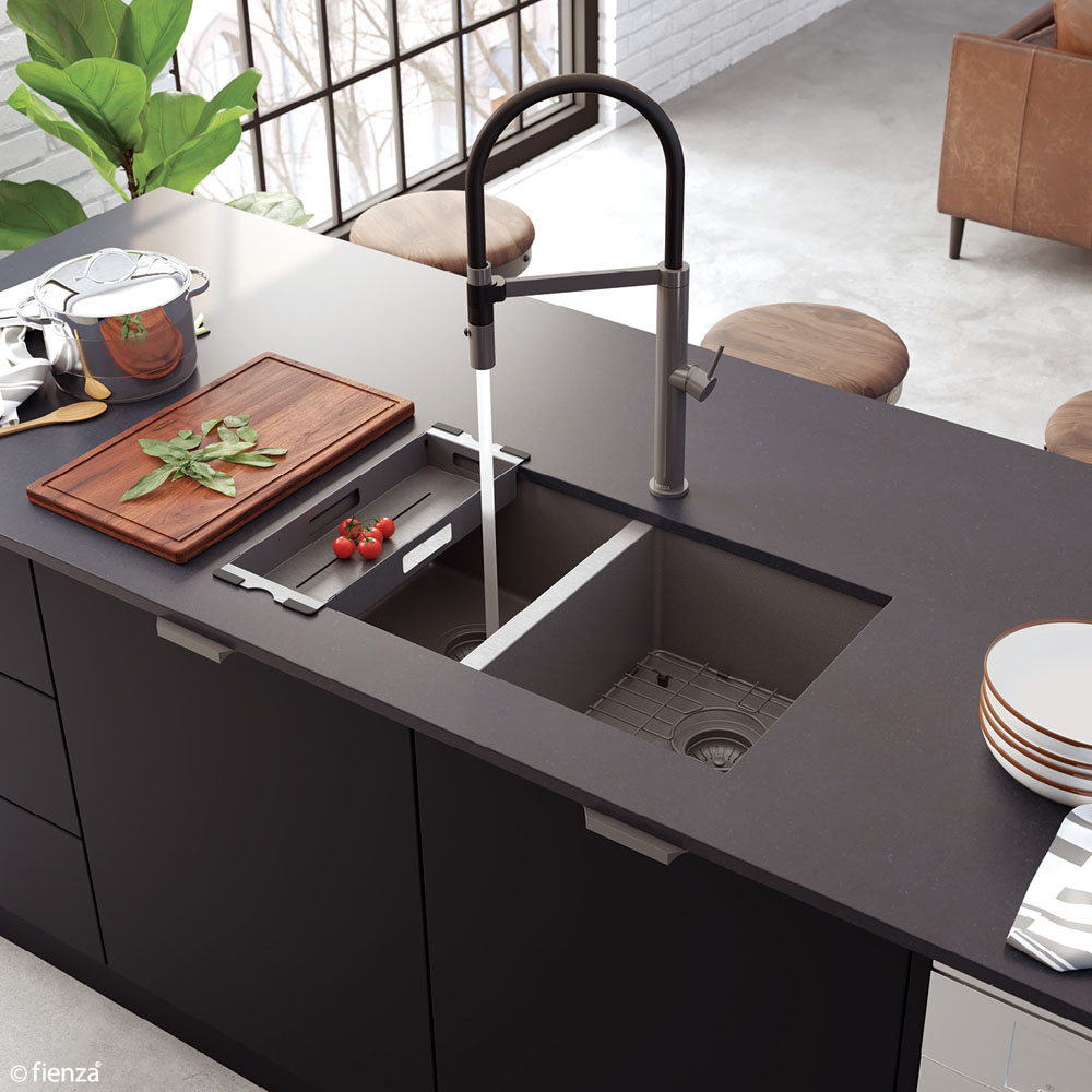 HANA 27L/27L Double Kitchen Sink, PVD Carbon Metal - Image 2
