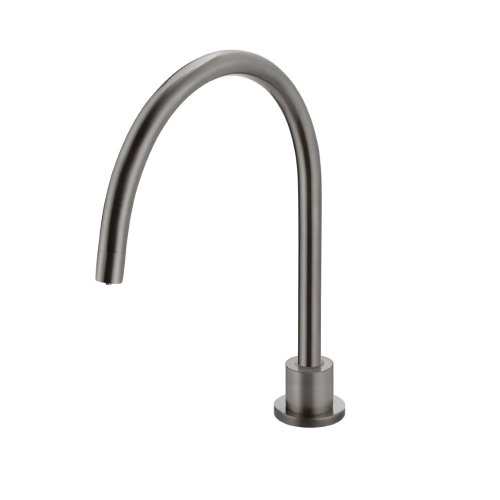 Round Gooseneck High-Rise Swivel Hob Spout, PVD Shadow Gunmetal