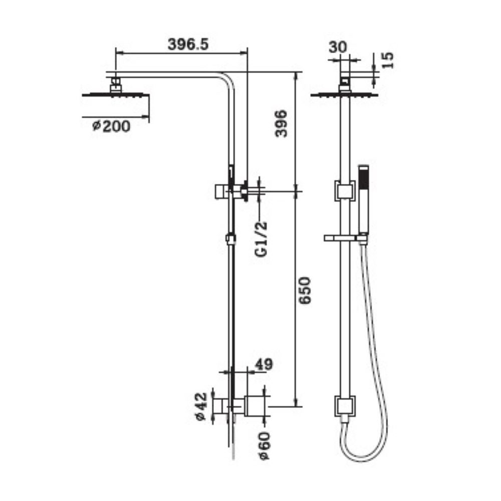 CHOICE Deluxe Square 2 in 1 Shower, Brushed Gold - Image 2