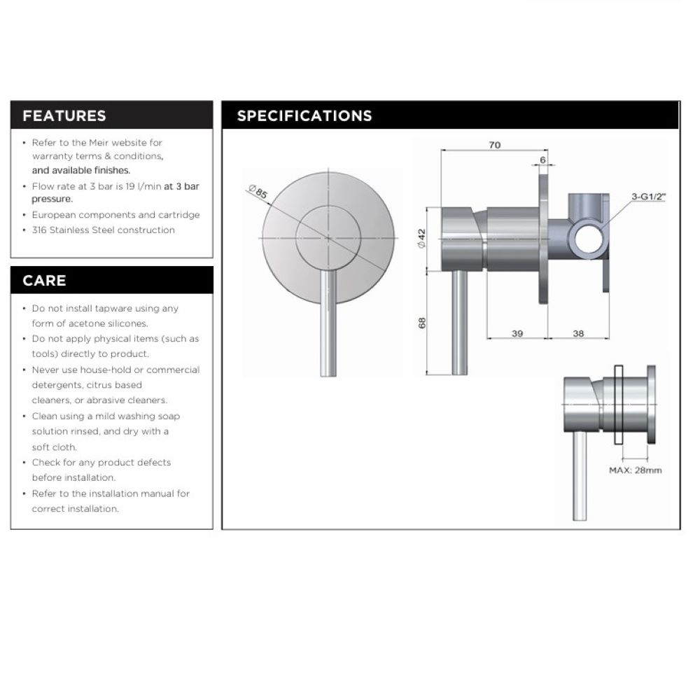 Outdoor Wall Mixer SS316, Stainless Steel - Image 4