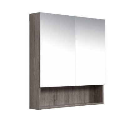 Mirrored 2 Door Shaving Cabinet with Self, Antico Oak 600mm