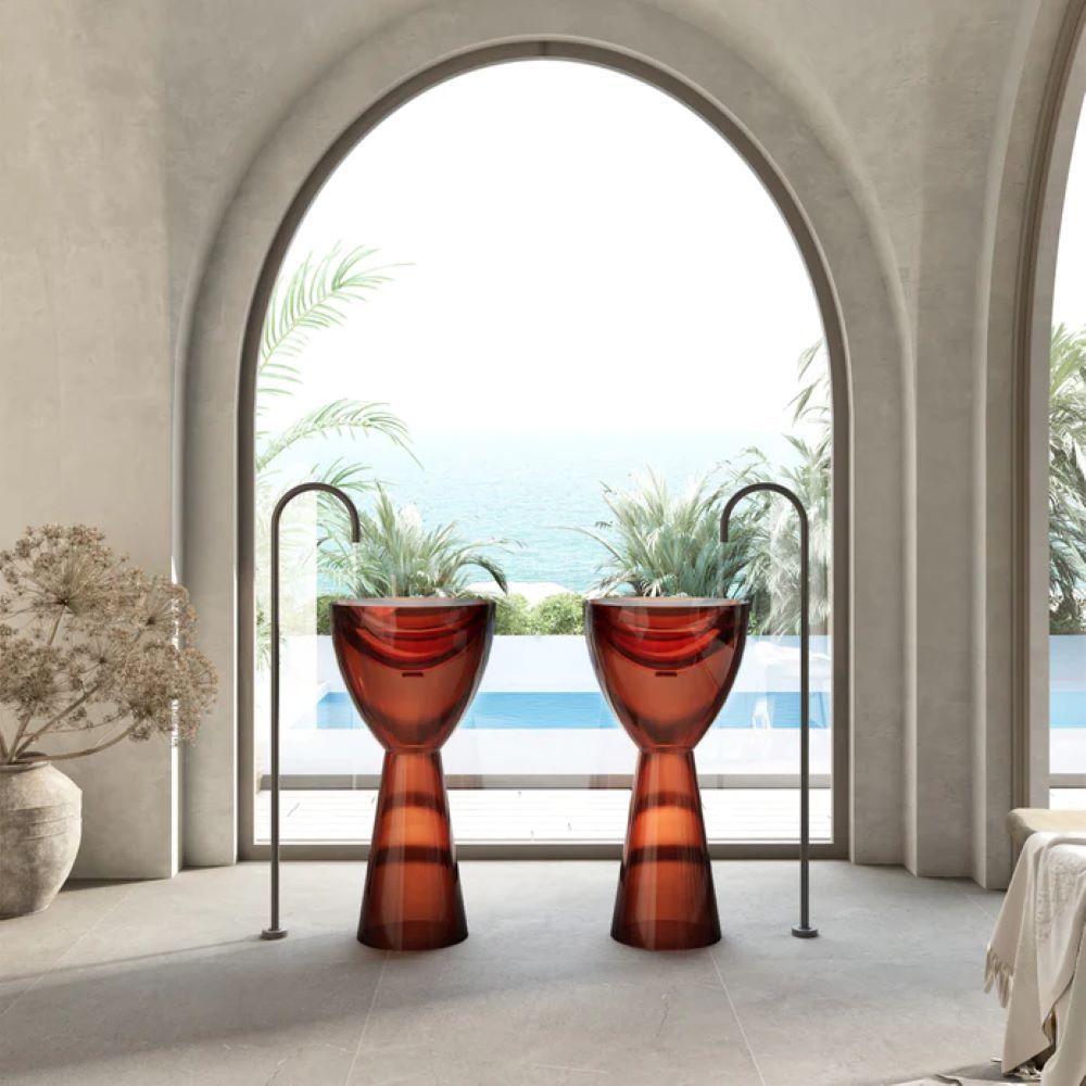Wow Translucency Pedestal Basin, Amber Brown - Image 2