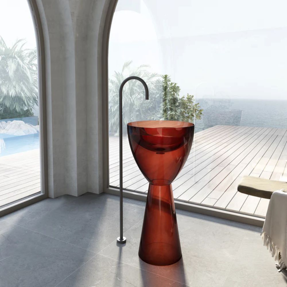 Wow Translucency Pedestal Basin, Amber Brown