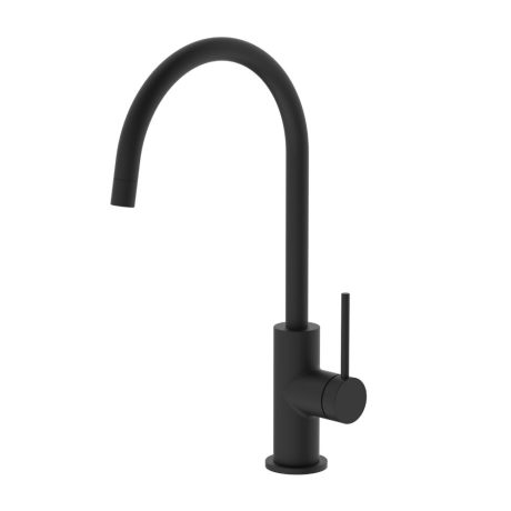 ROXI Round Goose Neck Sink Mixer, Matte Black