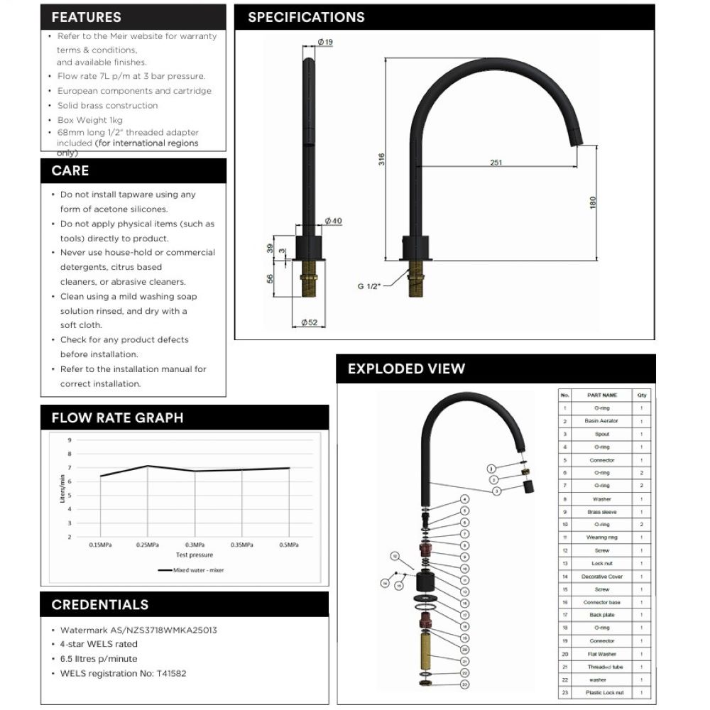 Round Gooseneck High-Rise Swivel Hob Spout, Matte Black - Image 3