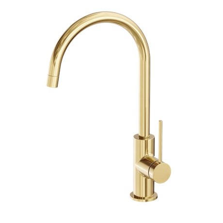 ROXI Round Goose Neck Sink Mixer, Brushed Gold