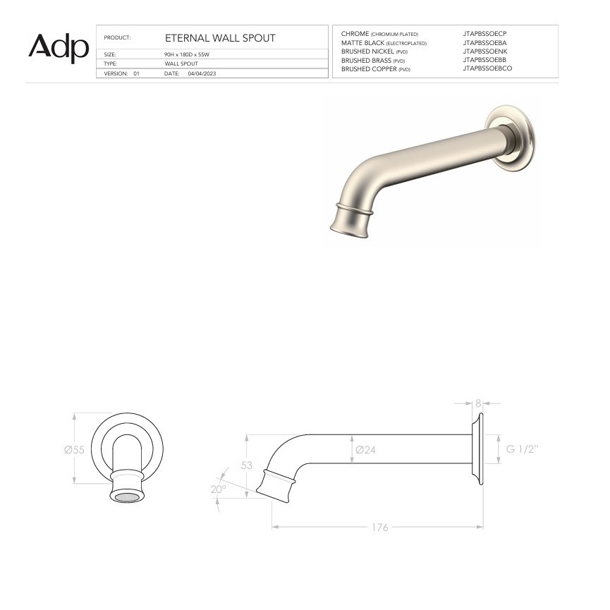 ETERNAL Wall Spout, Chrome - Image 3