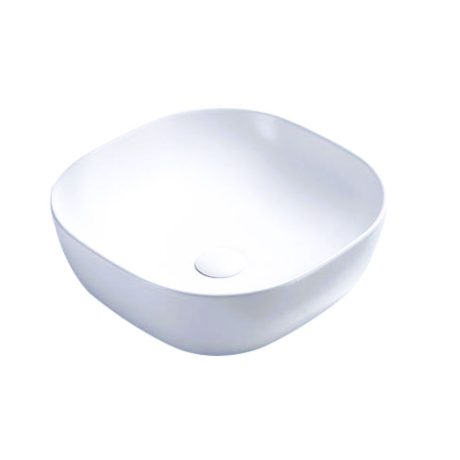 Above Counter Square Basin with Rounded Corners, Gloss White 370mm