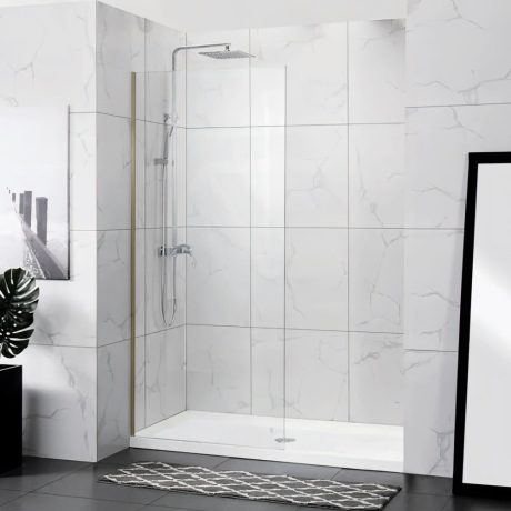 Frameless Walk-In Shower Screen with Channel, Light Gold