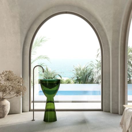 Wow Translucency Pedestal Basin, Emerald Green