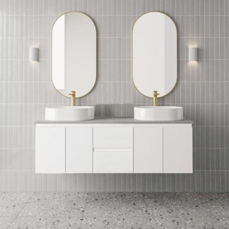 KDWM Double Wall Hung Cabinet Only Vanity, Gloss White 1500mm