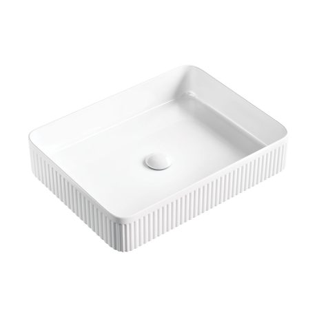 ELEANOR Rectangular Above Counter Fluted Basin, Gloss White