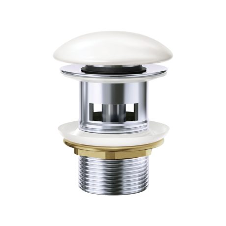 FIENZA Pop-Up 32mm Overflow Basin Waste with Ceramic Cap, Gloss White
