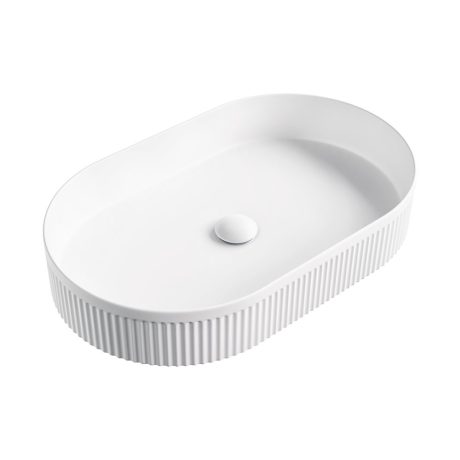 ELEANOR Oval Above Counter Fluted Basin, Matte White