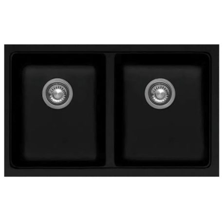 Double Bowl Granite Sink, Matte Black