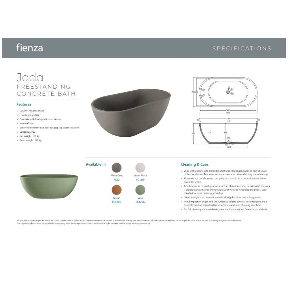 JADA Concrete Bath, Warm White - Image 4