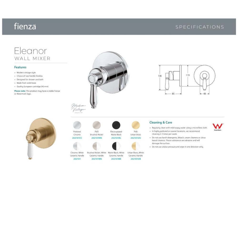 ELEANOR Wall Mixer, Urban Brass / Ceramic - Image 2