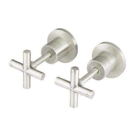 Round Cross Handle Jumper Valve Wall Top Assemblies, PVD Brushed Nickel
