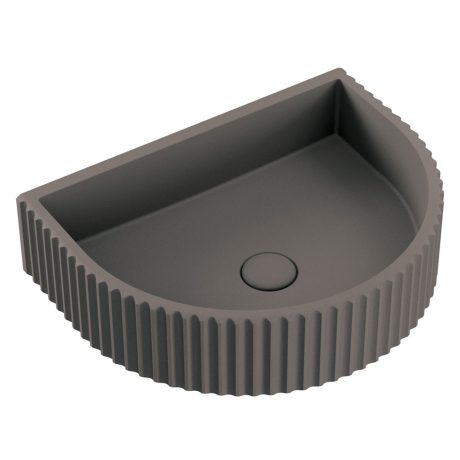 VALENTINA Fluted Arch Concrete Wall Basin, Warm Grey