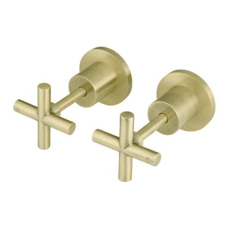 Round Cross Handle Jumper Valve Wall Top Assemblies, Brushed Gold