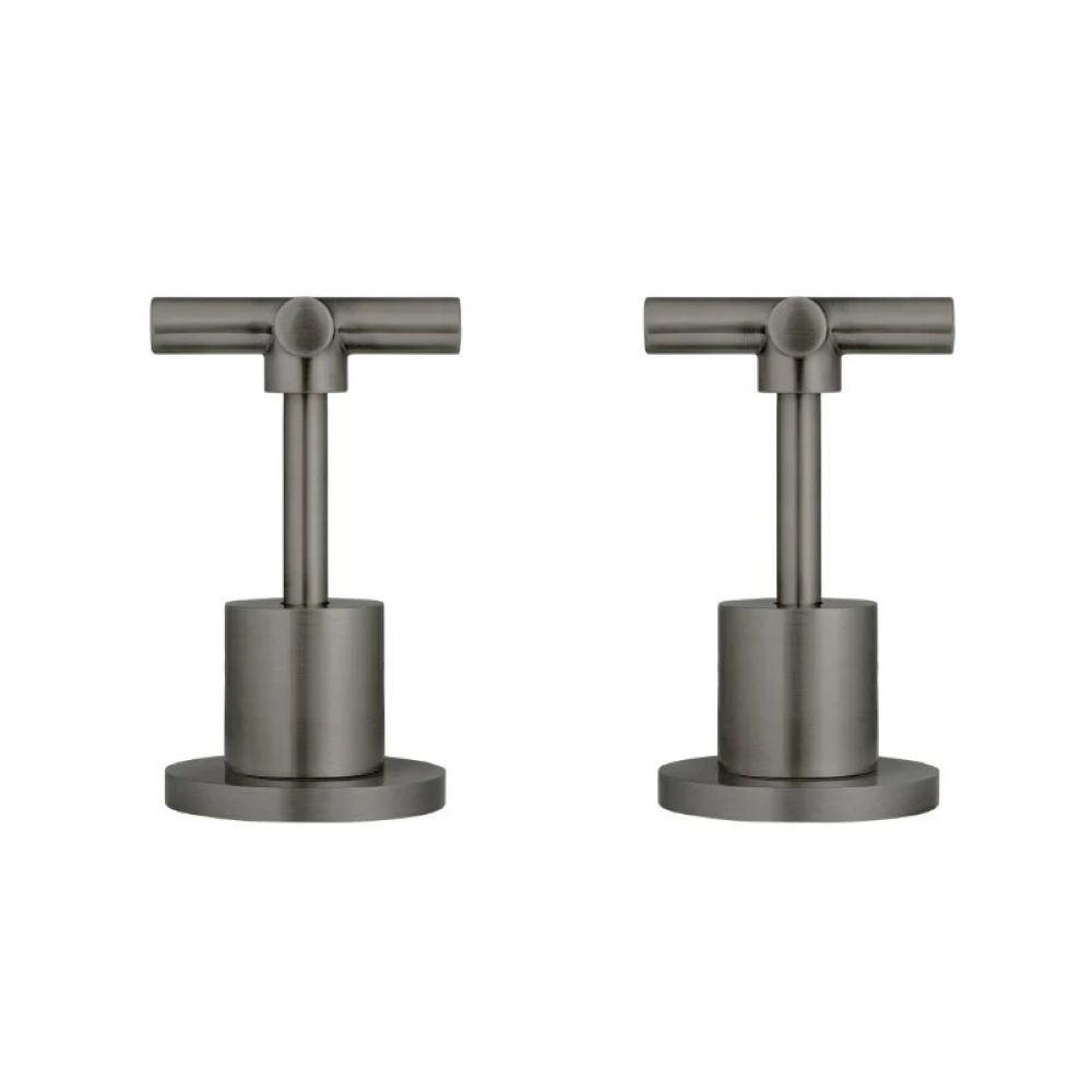 Round Cross Handle Jumper Valve Wall Top Assemblies, PVD Shadow Gunmetal - Image 2