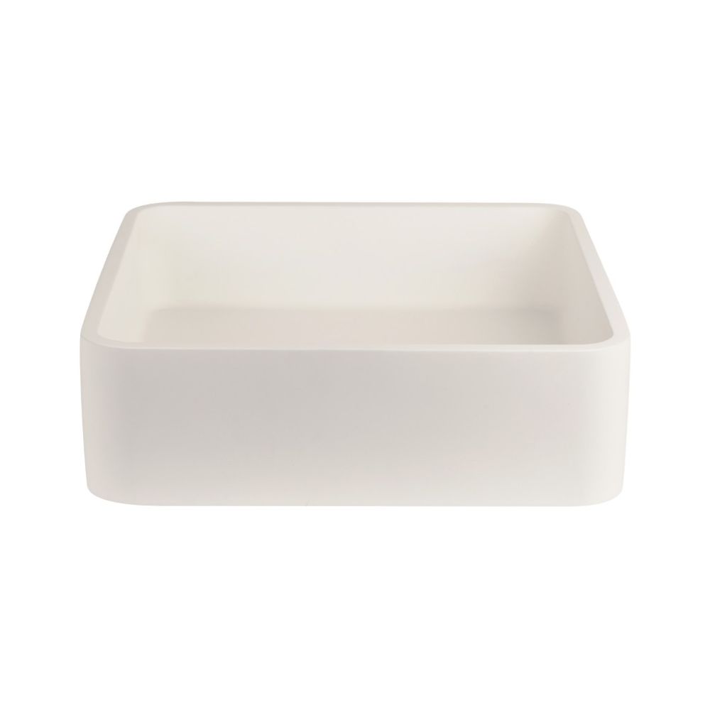 PIAZZA Square Concrete Basin with Smooth Opaque Finish, Ash White