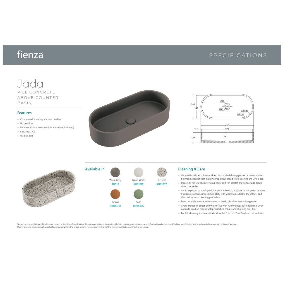 JADA Pill Concrete Above Counter Basin, Warm White - Image 4
