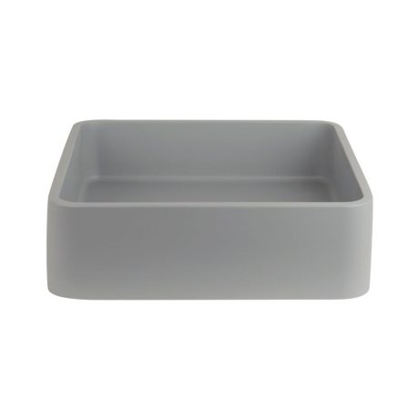 PIAZZA Square Concrete Basin with Smooth Opaque Finish, Steel Grey