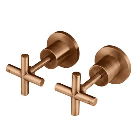 Round Cross Handle Jumper Valve Wall Top Assemblies, PVD Lustre Bronze