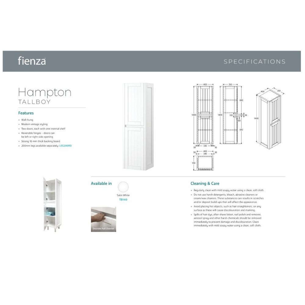HAMPTON Wall Hùng Tallboy, Satin White - Image 2
