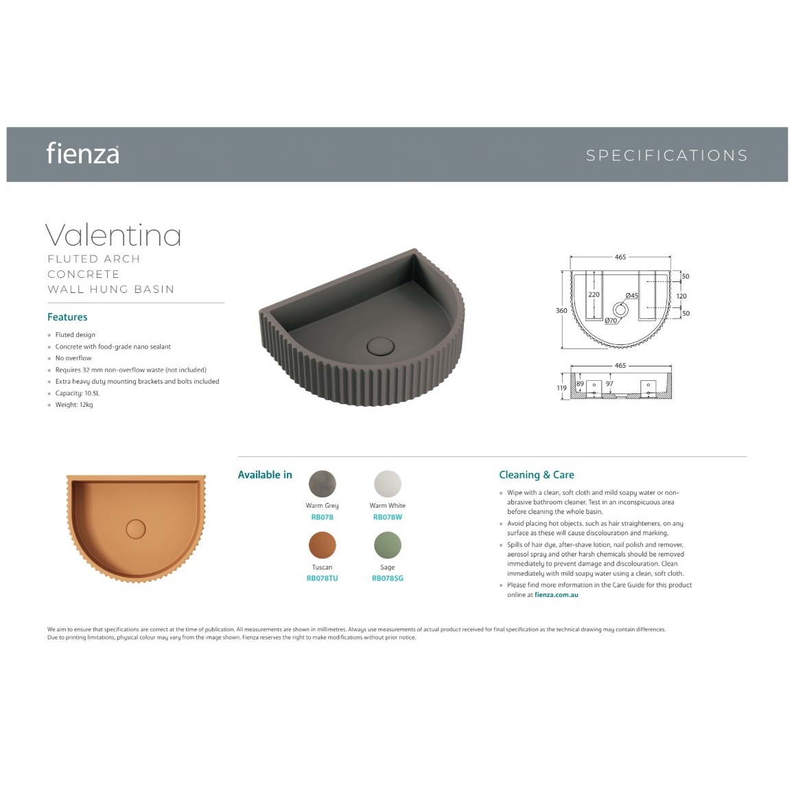 VALENTINA Fluted Arch Concrete Wall Basin, Warm White - Image 3