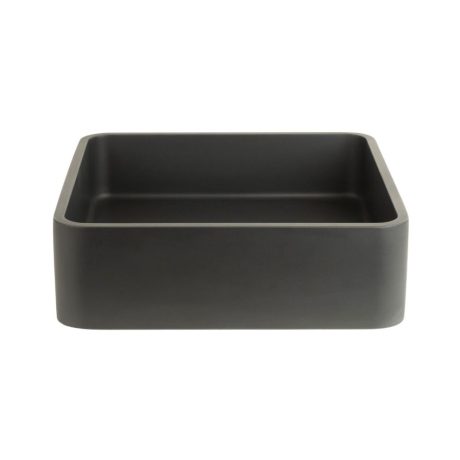 PIAZZA Square Concrete Basin with Smooth Opaque Finish, Matte Black