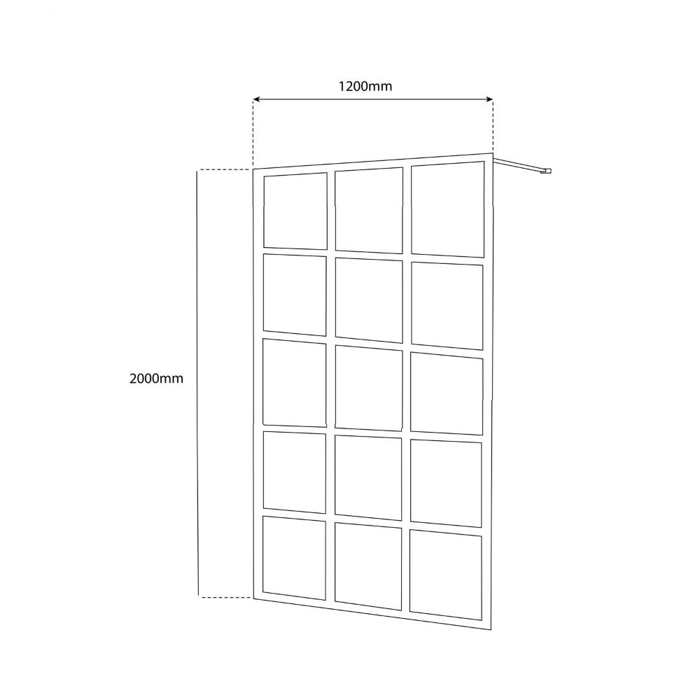 Framed Single Panel Shower Screen with Painted Internal Lines, Matte Black - Image 2
