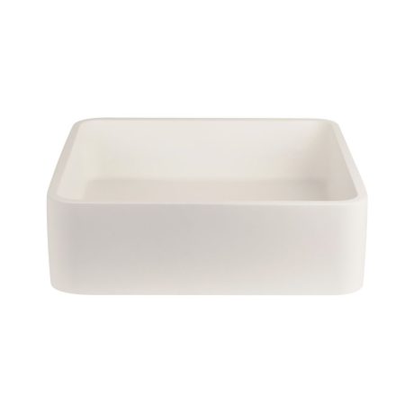 PIAZZA Square Concrete Basin with Smooth Opaque Finish, Matte White