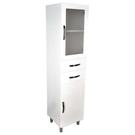 UNICAB® Tallboy, 1 Glass Panel Door & 2 Drawers, Gloss White