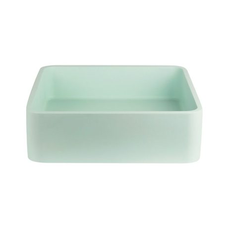 PIAZZA Square Concrete Basin with Smooth Opaque Finish, Mint Green