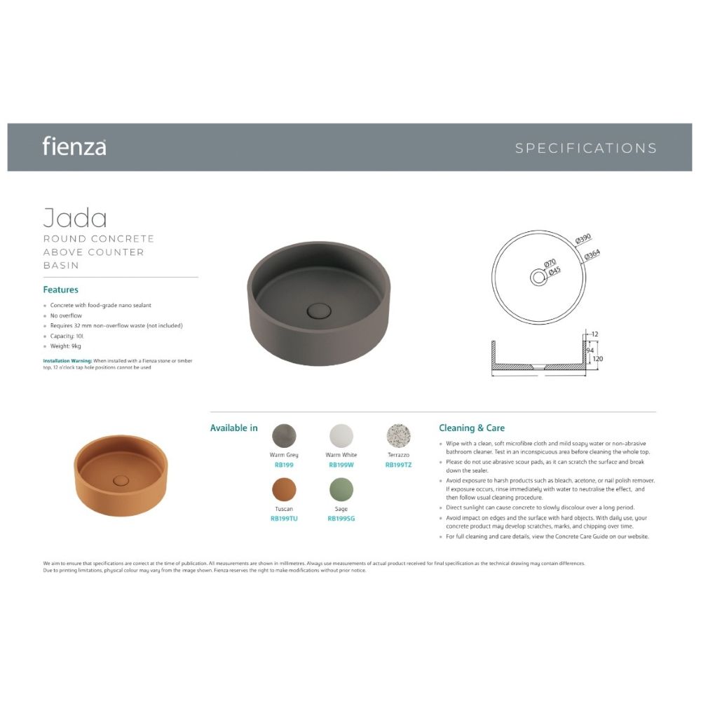 JADA Round Concrete Above Counter Basin, Warm White - Image 5