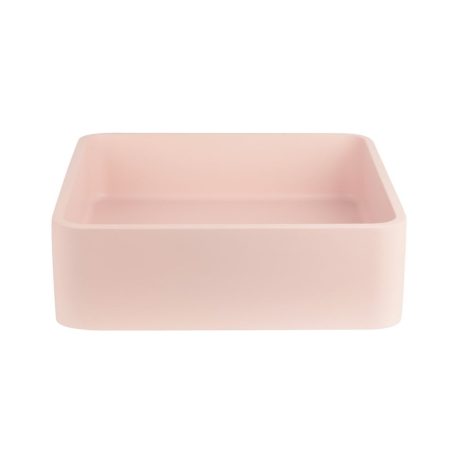 PIAZZA Square Concrete Basin with Smooth Opaque Finish, Blush Pink